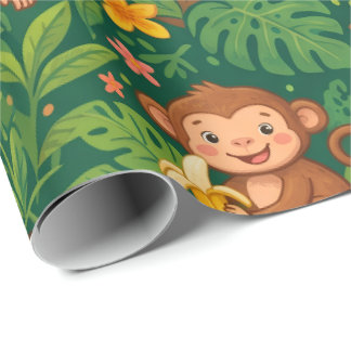 Süßes Dschungelaffen-Bananen-Muster Geschenkpapier