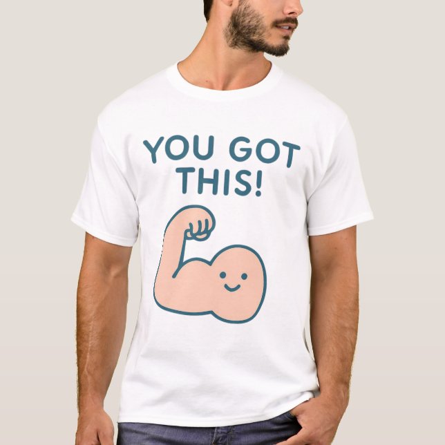 Süßes 'Du Schaffst Das' Flex Arm Design T-Shirt (Vorderseite)