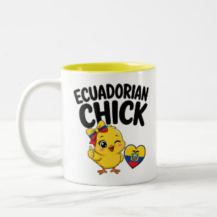 Süßes Ecuadorianisches Huhn mit Ecuador-Flagge Her Zweifarbige Tasse