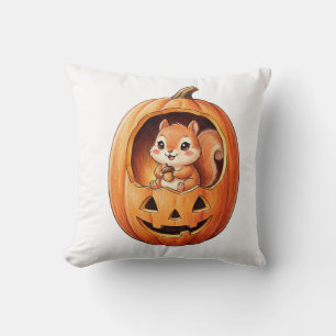 Süßes Eichhörnchen in einem Halloween-Kürbis Jack Kissen