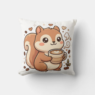 Süßes Eichhörnchen Kaffee Latte Herz Kissen