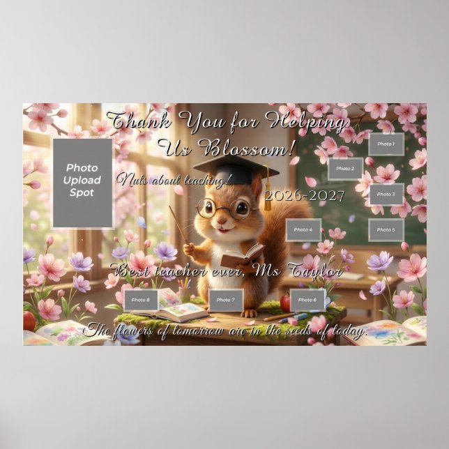Süßes Eichhörnchen-Lehrer-Dankeschön-Plakat Poster (Vorne)