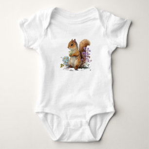 Süßes Eichhörnchen mit Blumen Baby Strampler