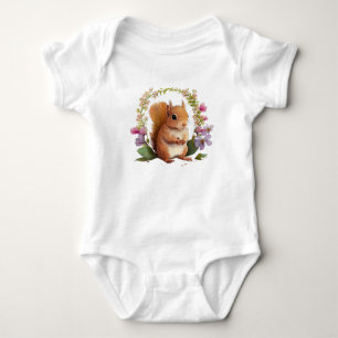 Süßes Eichhörnchen mit dem Tode von Blume Baby Strampler