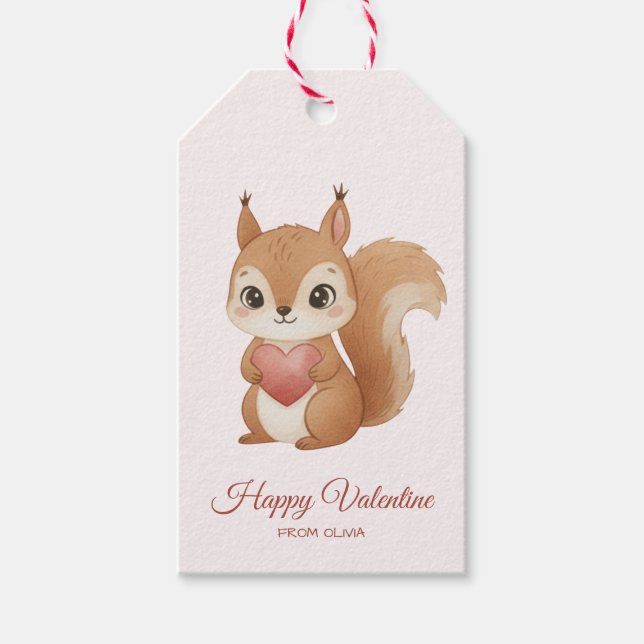 Süßes Eichhörnchen mit Herz Valentinstag Geschenkanhänger (Vorderseite)