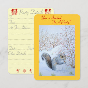 Süßes Eichhörnchen Schneeszene Weihnachtsfeier Einladung