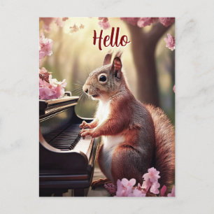 Süßes Eichhörnchen spielt Klavier Hallo Postkarte
