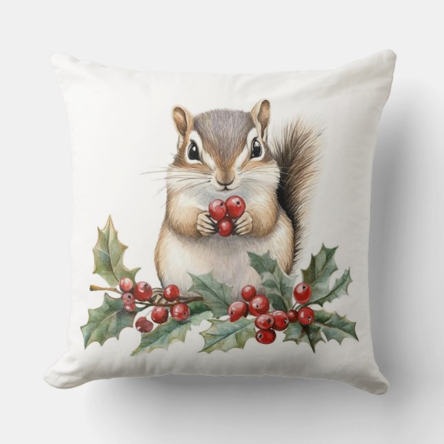 Süßes Eichhörnchen-Weihnachts-Wurfkissen Kissen (Vorderseite)