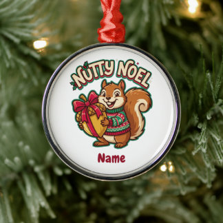 Süßes Eichhörnchen-Weihnachtsornament, Nutty Noel Ornament Aus Metall
