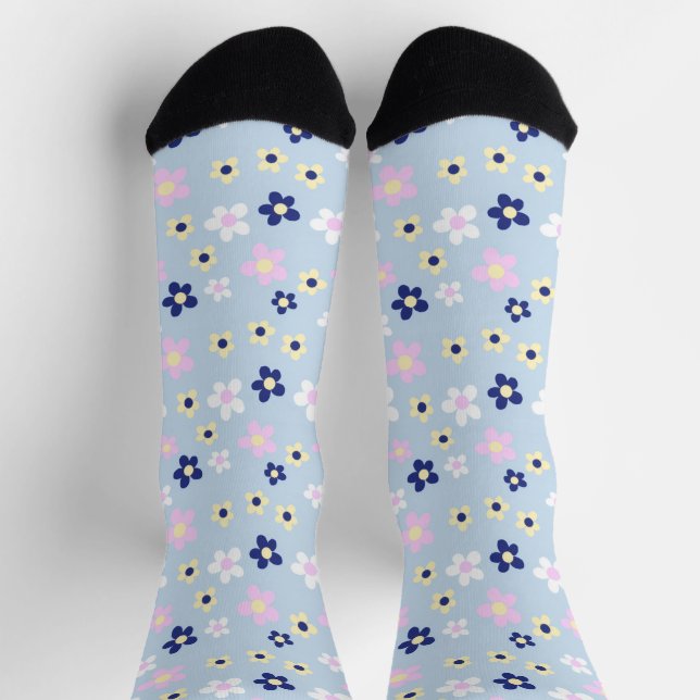 Süßes einfaches Blumenmuster Socken (Oben)