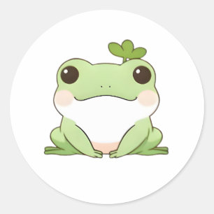 Süßes einfaches Chibi-Frosch-Natur-Kawaii-Design Runder Aufkleber