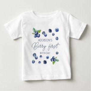 Süßes einfaches rotes Blaubeer süßes 1. Geburtstag Baby T-shirt