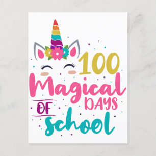 Süßes Einhorn 100 magische Schultage Postkarte