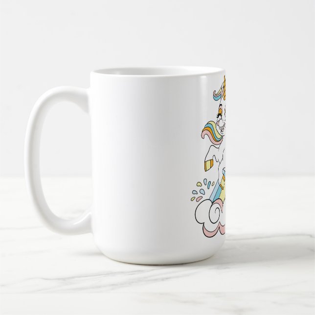 Süßes Einhorn auf einem Regenbogen Kaffeetasse (Links)