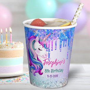 Süßes Einhorn blau grün Tropf Geburtstag Pappbecher