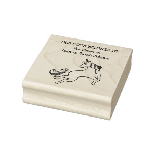 Süßes Einhorn Buch Gehört Bibliothek Name Buchbesi Gummistempel