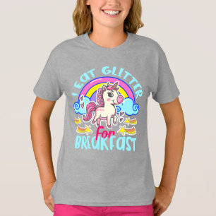 Süßes Einhorn, das Glitter zum Frühstück isst, Mäd T-Shirt