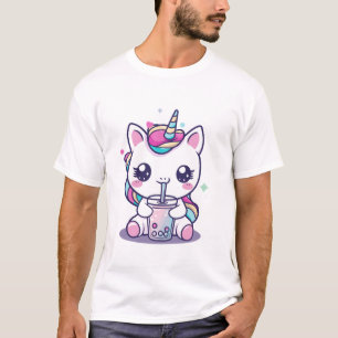 Süßes Einhorn, das Ramen-Nudelsuppe isst, Cute Gra T-Shirt