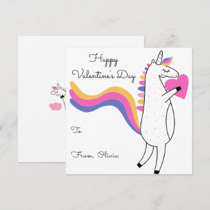 Süßes Einhorn editierbare Farbe Kinder Valentinsta Mitteilungskarte