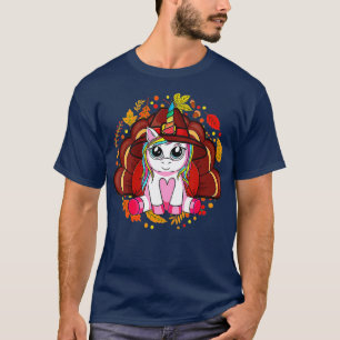 Süßes Einhorn-Erntedankfest Für Mädchen Pilgerhut T-Shirt