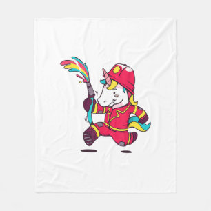Süßes Einhorn-Feuerwehrmann-Cartoon-Regenbogen-T-S Fleecedecke