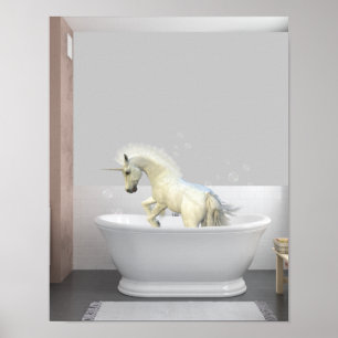 Süßes Einhorn-Fohlen in der Badewanne Poster