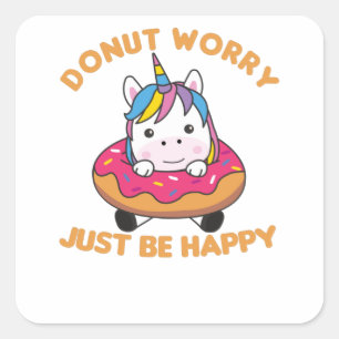 Süßes Einhorn Funny Animes in Donut Pink Quadratischer Aufkleber