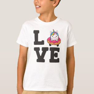 Süßes Einhorn Funny Animes in Donut Pink T-Shirt