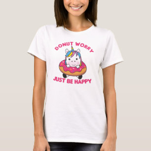 Süßes Einhorn Funny Animes in Donut Pink T-Shirt