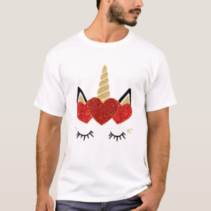 Süßes Einhorn-Gesicht Valentinstag Herz für Frauen T-Shirt