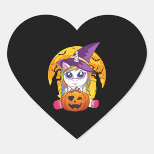 Süßes Einhorn Halloween Hexe Frauen Kleinkind Herz-Aufkleber