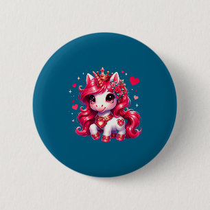 Süßes Einhorn Herz Valentinstag Mädchen Kinder Fra Button