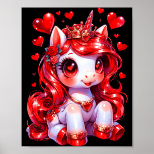 Süßes Einhorn Herz Valentinstag Mädchen Kinder Fra Poster