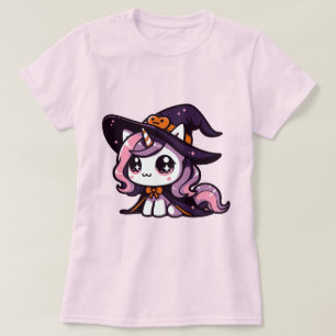 Süßes Einhorn Hexe Cute Halloween Fantasy Kunst T-Shirt