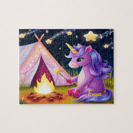 Süßes Einhorn kampiert unter dem Sternenhimmel Puzzle