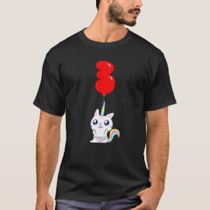 Süßes Einhorn-Katze 3. Geburtstag Kinder-Ballon-Pa T-Shirt