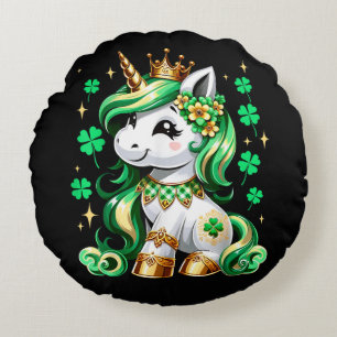 Süßes Einhorn Kleeblatt St. Patrick's Day Rundes Kissen