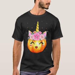 Süßes Einhorn-Kürbis-Halloween-Thanksgiving-Mädche T-Shirt
