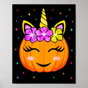 Süßes Einhorn-Kürbis-Mädchen-Kinder-Lustiges-Hallo Poster