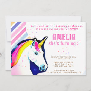 Süßes Einhorn Magisches Mädchen Geburtstag Einladung
