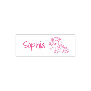 Süßes Einhorn mit Flügeln, personalisierter Name f Permastempel
