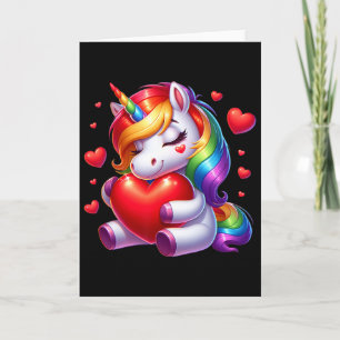 Süßes Einhorn mit Herz Valentinstag für Mädchen W Karte