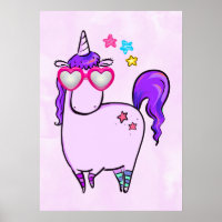 Süßes Einhorn mit herzförmiger Brille