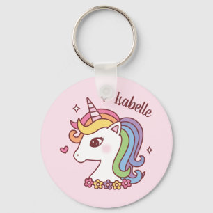 Süßes Einhorn mit Regenbogenmähne Doodle Mädchen N Schlüsselanhänger