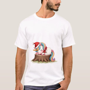 Süßes Einhorn mit Schal Weihnachten Xmas Feiertags T-Shirt