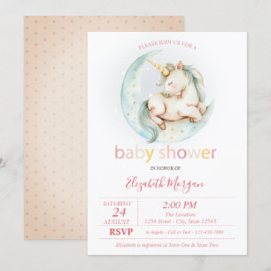 Süßes Einhorn Mond getupft Baby Shower Einladung
