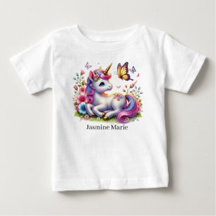 Süßes Einhorn Namen hinzufügen Fantasy Baby T-shirt
