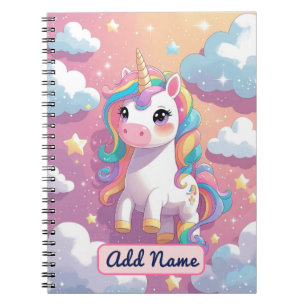 Süßes Einhorn Notizbuch – Anpassbarer Name Notizblock