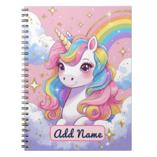Süßes Einhorn Notizbuch – Anpassbarer Name Notizblock