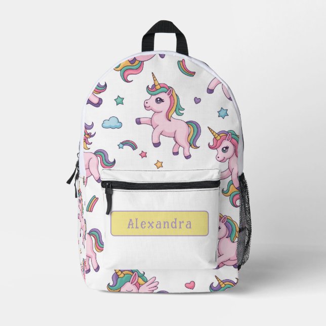 Süßes Einhorn Regenbogen Bedruckter Rucksack (Vorderseite)